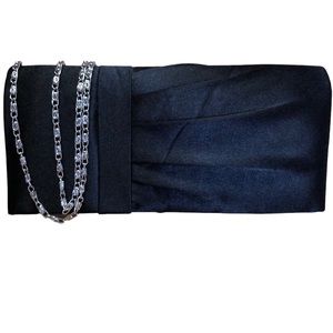 Charming Charlies Black Pleated Clutch with Silver Chain